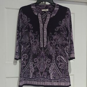 Roz & Ali Purple Paisley Tunic Top